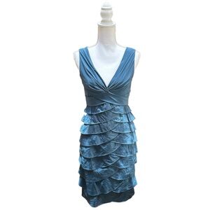 Dressbarn Blue Formal Sleeveless Tiered Dress Size 8